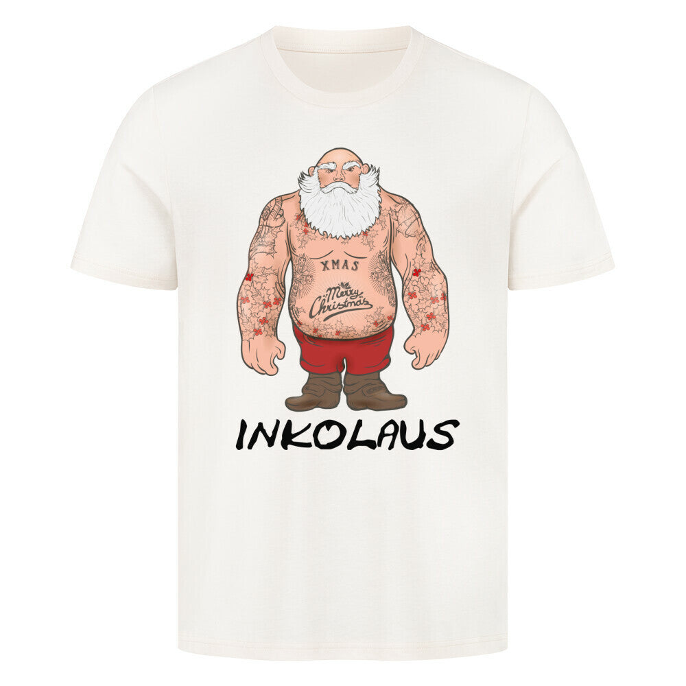 Inkolaus - Unisex Weihnachtsshirt T-Shirt  S Beige  Tattoo Fashion von inked-mafia.de. Dieses Teil gehört in jeden Kleiderschrank eines inked-rebels! Finde ideale Geschenke für Tätowierte, Tattoofans oder Tätowierer.