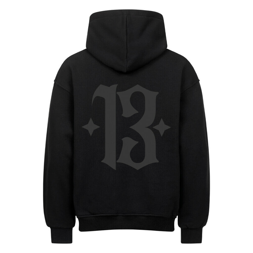 13 - Heavy Oversized Backprint Hoodie Hoodie  XS Schwarz  Tattoo Fashion von inked-mafia.de. Dieses Teil gehört in jeden Kleiderschrank eines inked-rebels! Finde ideale Geschenke für Tätowierte, Tattoofans oder Tätowierer.