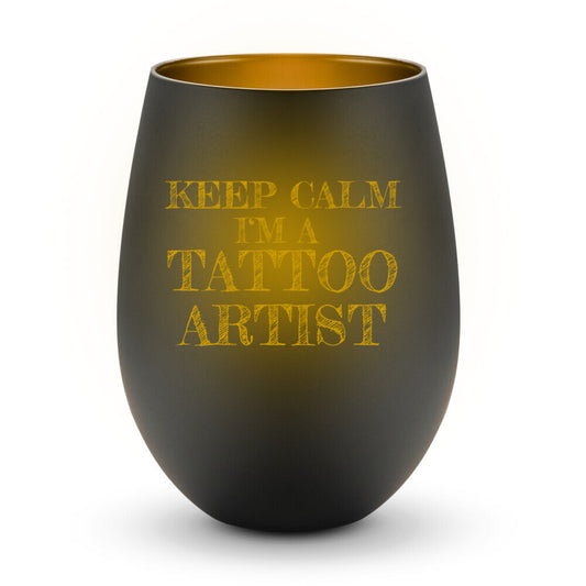 Keep calm - Windlicht LaserPng  Standard Schwarz-Gold  Tattoo Fashion von inked-mafia.de. Dieses Teil gehört in jeden Kleiderschrank eines inked-rebels! Finde ideale Geschenke für Tätowierte, Tattoofans oder Tätowierer.