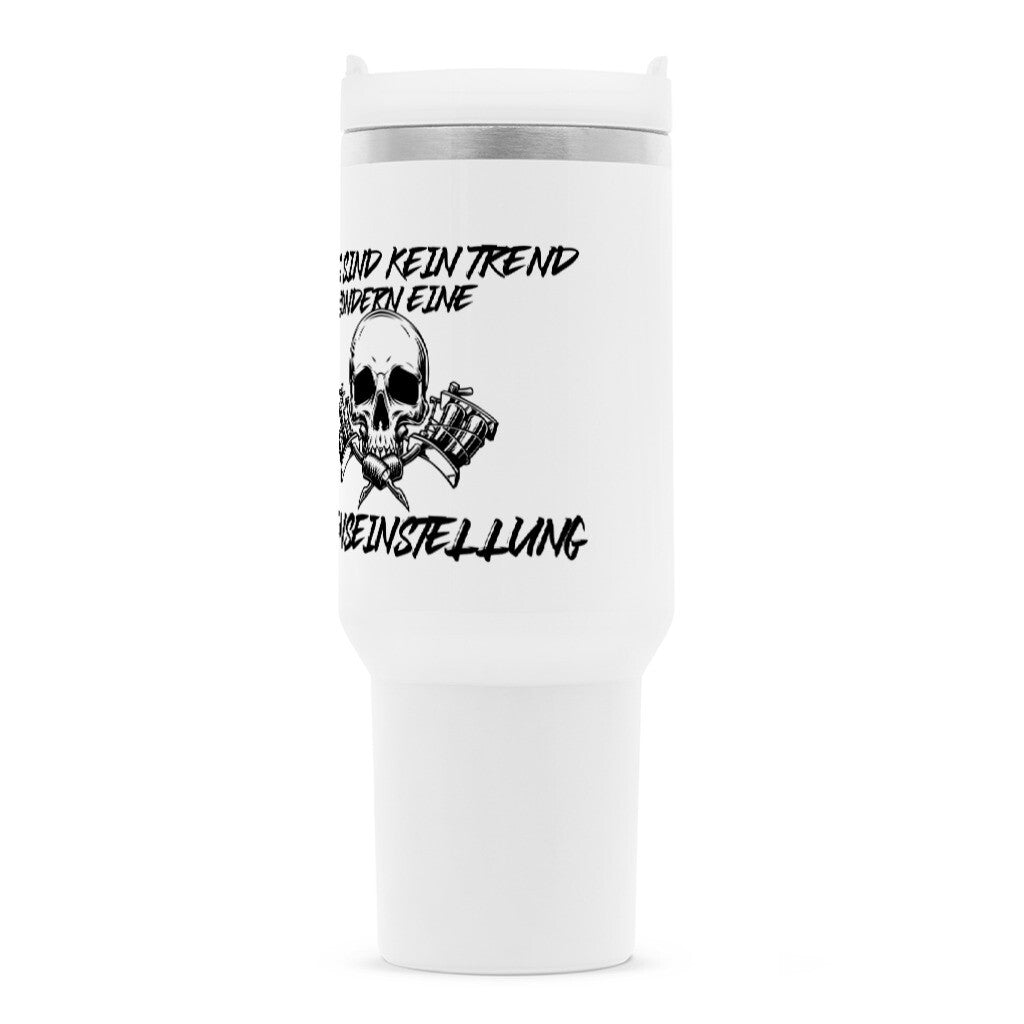 Lebenseinstellung - Thermobecher Mug     Tattoo Fashion von inked-mafia.de. Dieses Teil gehört in jeden Kleiderschrank eines inked-rebels! Finde ideale Geschenke für Tätowierte, Tattoofans oder Tätowierer.