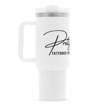 Pretty Inked - Thermobecher Mug  1200ml Weiß  Tattoo Fashion von inked-mafia.de. Dieses Teil gehört in jeden Kleiderschrank eines inked-rebels! Finde ideale Geschenke für Tätowierte, Tattoofans oder Tätowierer.