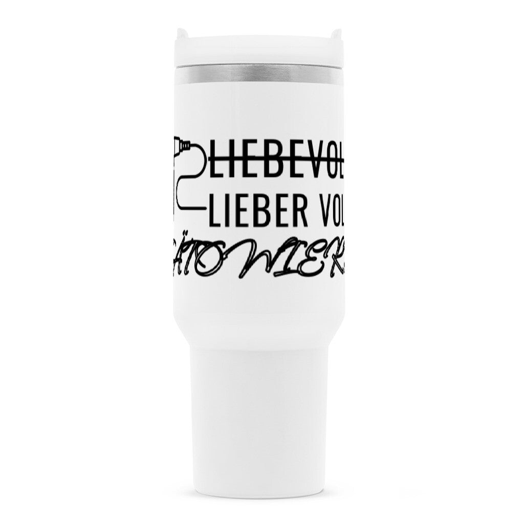 Liebevoll - Thermobecher Mug     Tattoo Fashion von inked-mafia.de. Dieses Teil gehört in jeden Kleiderschrank eines inked-rebels! Finde ideale Geschenke für Tätowierte, Tattoofans oder Tätowierer.