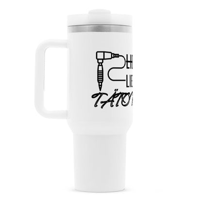 Liebevoll - Thermobecher Mug     Tattoo Fashion von inked-mafia.de. Dieses Teil gehört in jeden Kleiderschrank eines inked-rebels! Finde ideale Geschenke für Tätowierte, Tattoofans oder Tätowierer.