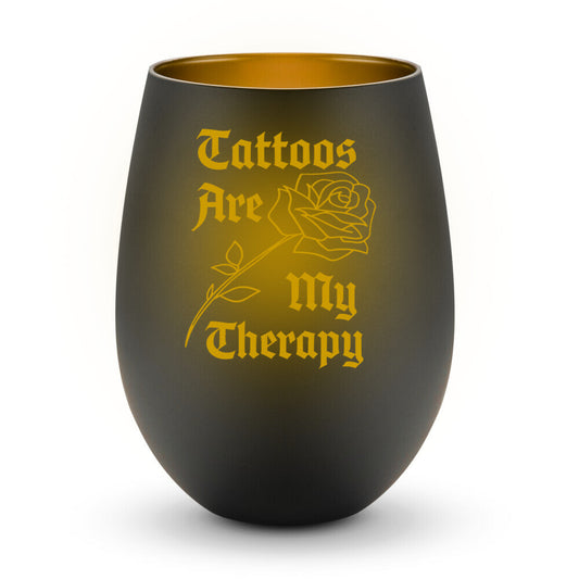 Therapy - Windlicht LaserPng  Standard Schwarz-Gold  Tattoo Fashion von inked-mafia.de. Dieses Teil gehört in jeden Kleiderschrank eines inked-rebels! Finde ideale Geschenke für Tätowierte, Tattoofans oder Tätowierer.