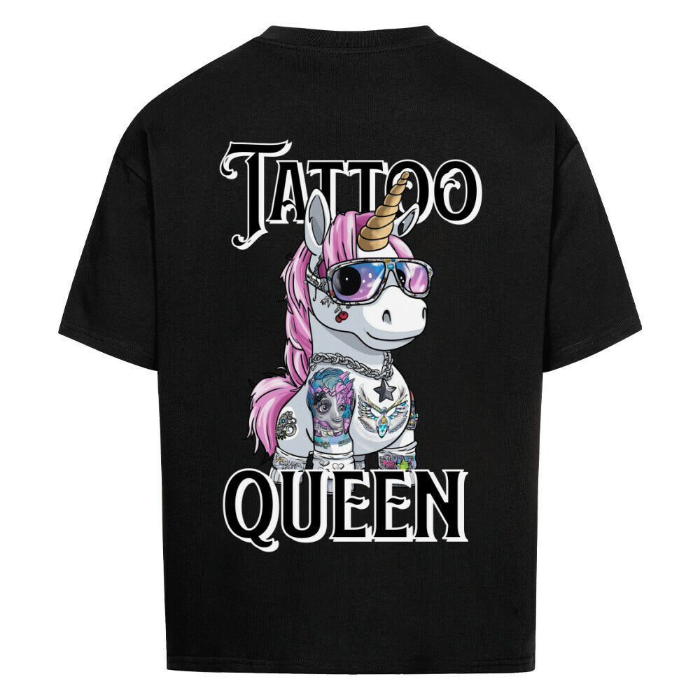 Tattoo Queen - Heavy Oversized Backprint Shirt T-Shirt  XS Schwarz  Tattoo Fashion von inked-mafia.de. Dieses Teil gehört in jeden Kleiderschrank eines inked-rebels! Finde ideale Geschenke für Tätowierte, Tattoofans oder Tätowierer.