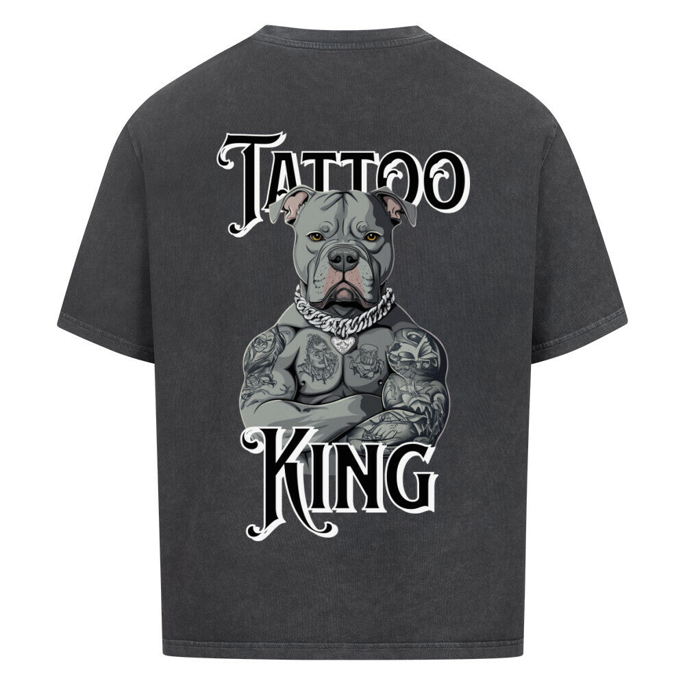 Tattoo King - Heavy Oversized Backprint Shirt T-Shirt  XS Washed Black  Tattoo Fashion von inked-mafia.de. Dieses Teil gehört in jeden Kleiderschrank eines inked-rebels! Finde ideale Geschenke für Tätowierte, Tattoofans oder Tätowierer.