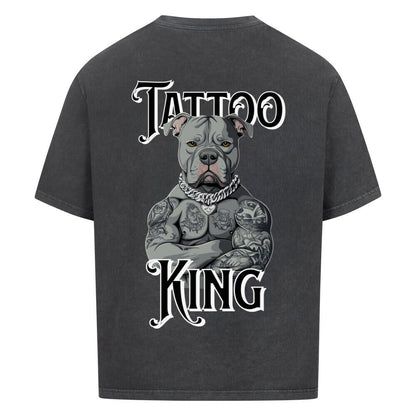 Tattoo King - Heavy Oversized Backprint Shirt T-Shirt  XS Washed Black  Tattoo Fashion von inked-mafia.de. Dieses Teil gehört in jeden Kleiderschrank eines inked-rebels! Finde ideale Geschenke für Tätowierte, Tattoofans oder Tätowierer.