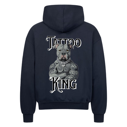 Tattoo King - Heavy Oversized Backprint Zipper Hoodie  S Navy Blue  Tattoo Fashion von inked-mafia.de. Dieses Teil gehört in jeden Kleiderschrank eines inked-rebels! Finde ideale Geschenke für Tätowierte, Tattoofans oder Tätowierer.