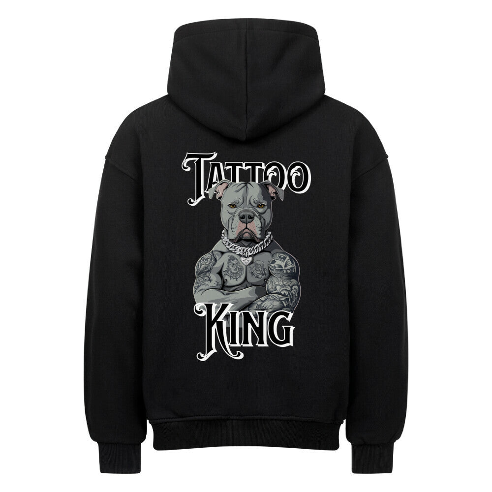 Tattoo King - Heavy Oversized Backprint Hoodie Hoodie  XS Schwarz  Tattoo Fashion von inked-mafia.de. Dieses Teil gehört in jeden Kleiderschrank eines inked-rebels! Finde ideale Geschenke für Tätowierte, Tattoofans oder Tätowierer.