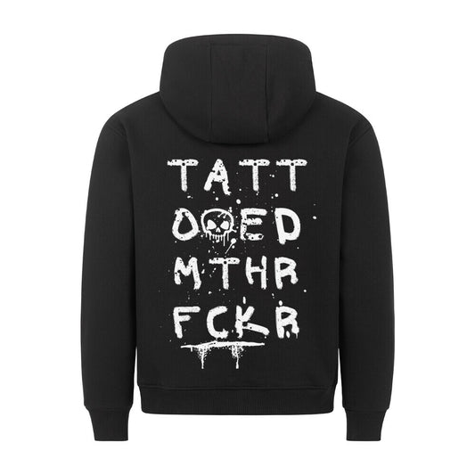 Mthrfckr - Backprint Hoodie Hoodie  S Schwarz  Tattoo Fashion von inked-mafia.de. Dieses Teil gehört in jeden Kleiderschrank eines inked-rebels! Finde ideale Geschenke für Tätowierte, Tattoofans oder Tätowierer.