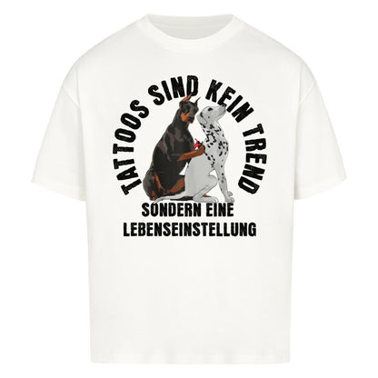 Lebenseinstellung - Heavy Oversized Shirt T-Shirt  XS Weiß  Tattoo Fashion von inked-mafia.de. Dieses Teil gehört in jeden Kleiderschrank eines inked-rebels! Finde ideale Geschenke für Tätowierte, Tattoofans oder Tätowierer.