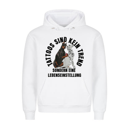 Lebenseinstellung - Hoodie Hoodie  S Weiß  Tattoo Fashion von inked-mafia.de. Dieses Teil gehört in jeden Kleiderschrank eines inked-rebels! Finde ideale Geschenke für Tätowierte, Tattoofans oder Tätowierer.