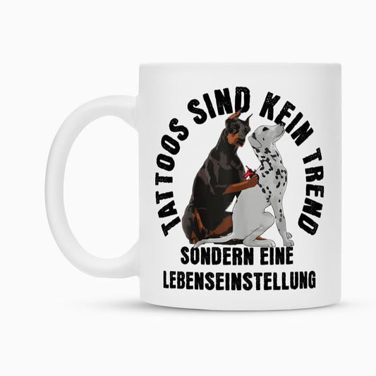 Lebenseinstellung - Tasse Mug  300ml Weiß  Tattoo Fashion von inked-mafia.de. Dieses Teil gehört in jeden Kleiderschrank eines inked-rebels! Finde ideale Geschenke für Tätowierte, Tattoofans oder Tätowierer.