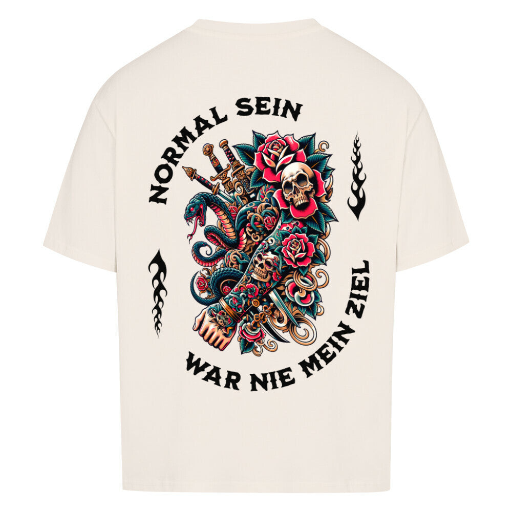 Normal - Heavy Oversized Backprint Shirt T-Shirt  XS Beige  Tattoo Fashion von inked-mafia.de. Dieses Teil gehört in jeden Kleiderschrank eines inked-rebels! Finde ideale Geschenke für Tätowierte, Tattoofans oder Tätowierer.