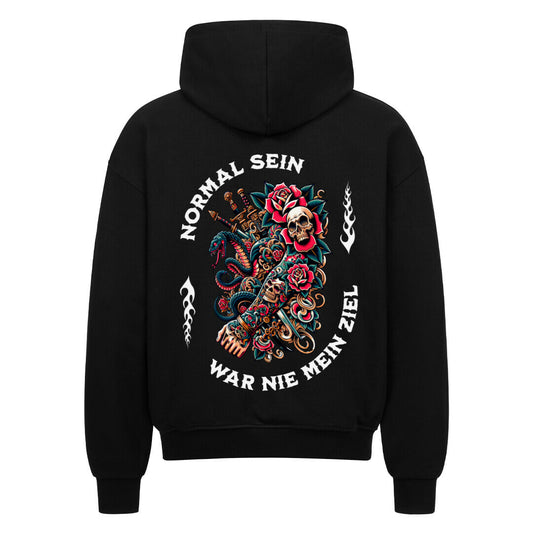 Normal - Heavy Oversized Backprint Zipper Hoodie  S Schwarz  Tattoo Fashion von inked-mafia.de. Dieses Teil gehört in jeden Kleiderschrank eines inked-rebels! Finde ideale Geschenke für Tätowierte, Tattoofans oder Tätowierer.