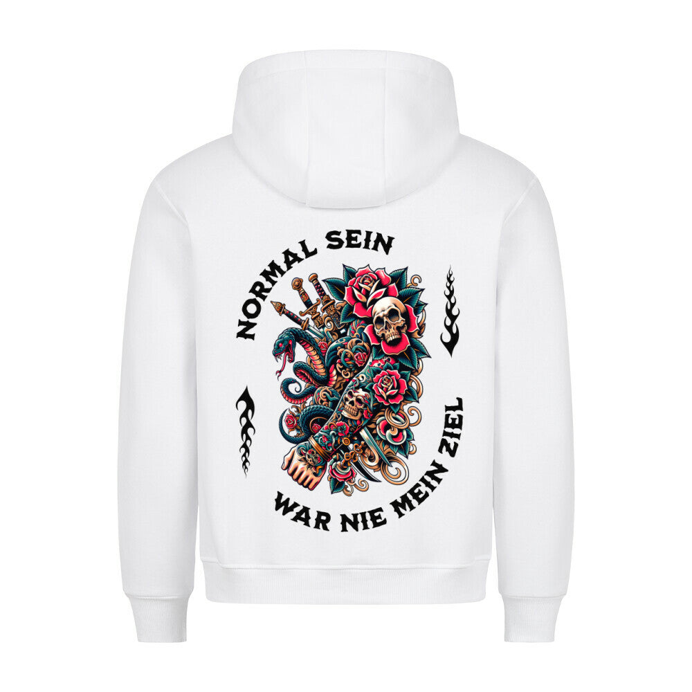 Normal - Backprint Hoodie Hoodie  S Weiß  Tattoo Fashion von inked-mafia.de. Dieses Teil gehört in jeden Kleiderschrank eines inked-rebels! Finde ideale Geschenke für Tätowierte, Tattoofans oder Tätowierer.