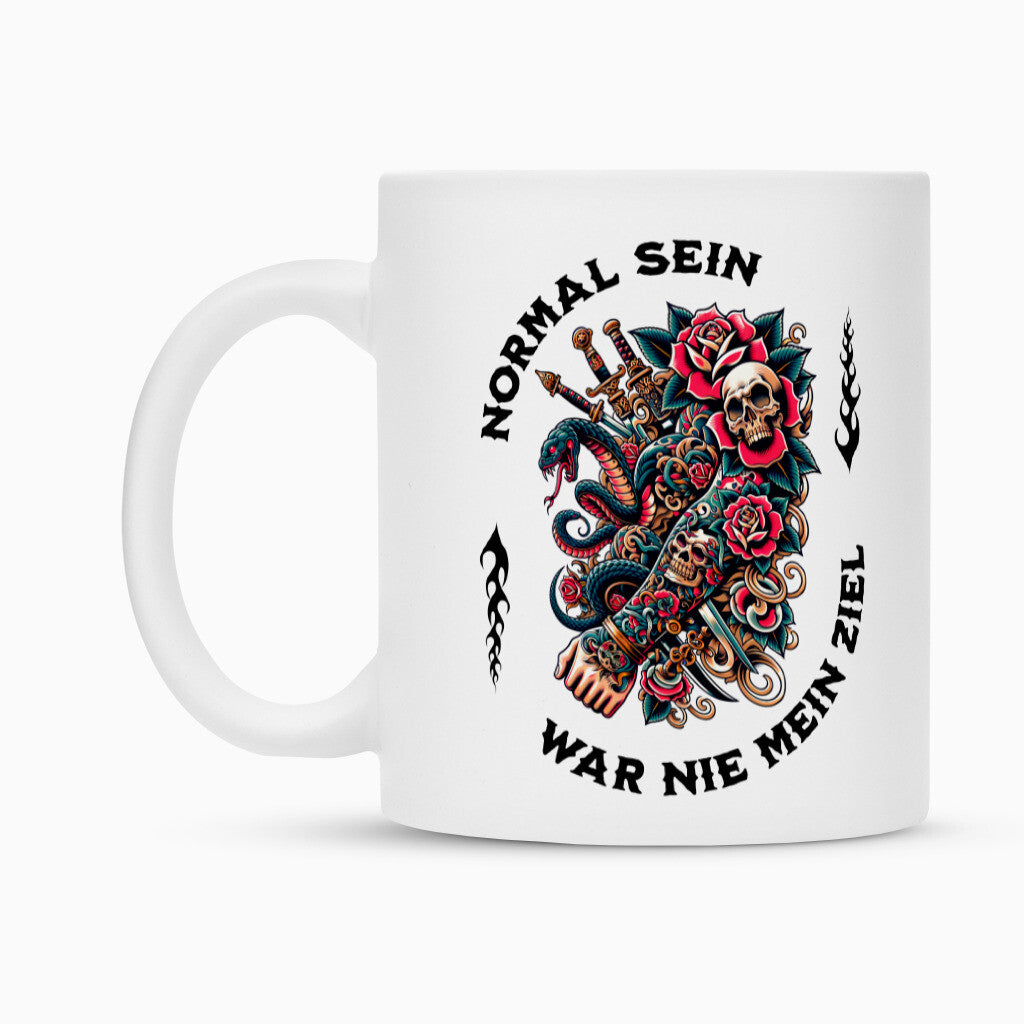 Normal - Tasse Mug  300ml Weiß  Tattoo Fashion von inked-mafia.de. Dieses Teil gehört in jeden Kleiderschrank eines inked-rebels! Finde ideale Geschenke für Tätowierte, Tattoofans oder Tätowierer.