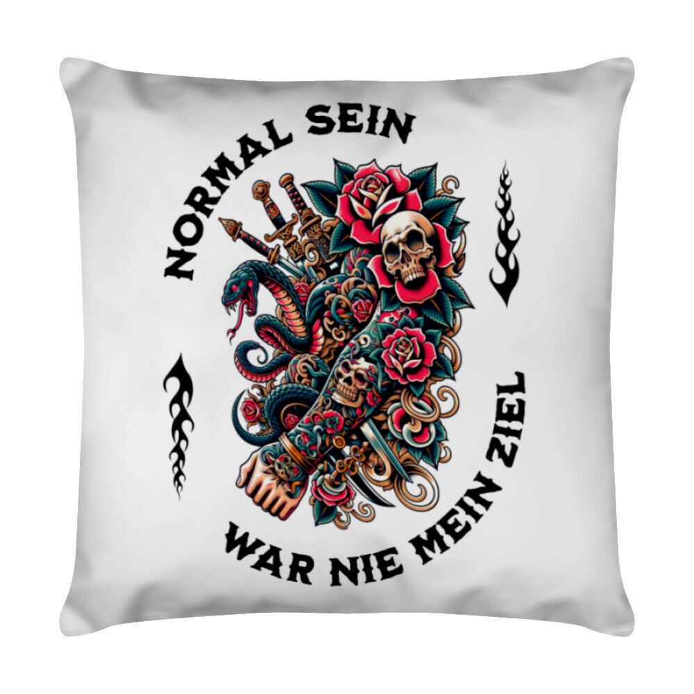 Normal - Kissen Pillow  40cm x 40cm Weiß  Tattoo Fashion von inked-mafia.de. Dieses Teil gehört in jeden Kleiderschrank eines inked-rebels! Finde ideale Geschenke für Tätowierte, Tattoofans oder Tätowierer.