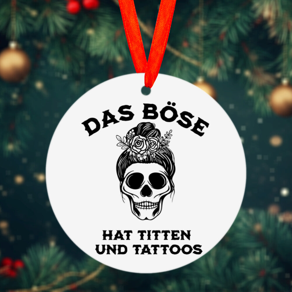 Das Böse - Christbaumschmuck Mug  Onesize Weiß  Tattoo Fashion von inked-mafia.de. Dieses Teil gehört in jeden Kleiderschrank eines inked-rebels! Finde ideale Geschenke für Tätowierte, Tattoofans oder Tätowierer.