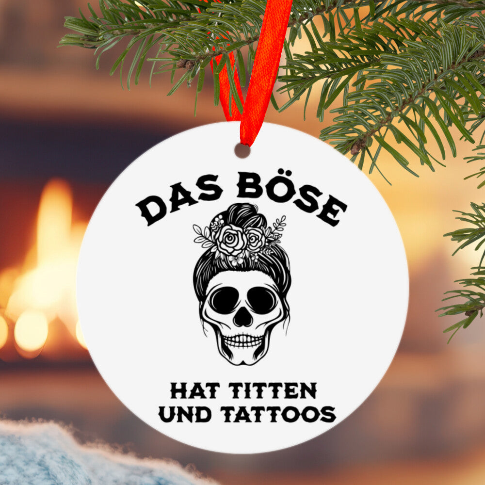 Das Böse - Christbaumschmuck Mug     Tattoo Fashion von inked-mafia.de. Dieses Teil gehört in jeden Kleiderschrank eines inked-rebels! Finde ideale Geschenke für Tätowierte, Tattoofans oder Tätowierer.