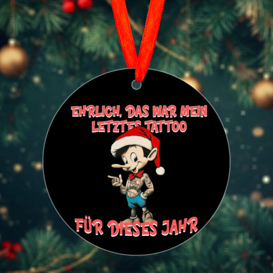 Letztes Tattoo - Christbaumschmuck Mug  Onesize Schwarz  Tattoo Fashion von inked-mafia.de. Dieses Teil gehört in jeden Kleiderschrank eines inked-rebels! Finde ideale Geschenke für Tätowierte, Tattoofans oder Tätowierer.