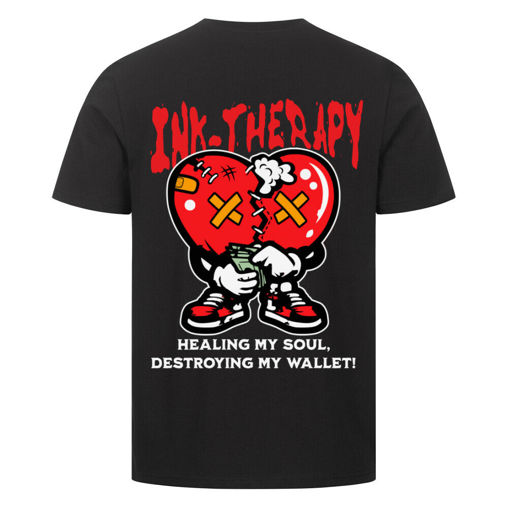 Ink-Therapy - Premium Backprint Shirt T-Shirt S Schwarz Tattoo Fashion von inked-mafia.de. Dieses Teil gehört in jeden Kleiderschrank eines inked-rebels! Finde ideale Geschenke für Tätowierte, Tattoofans oder Tätowierer.