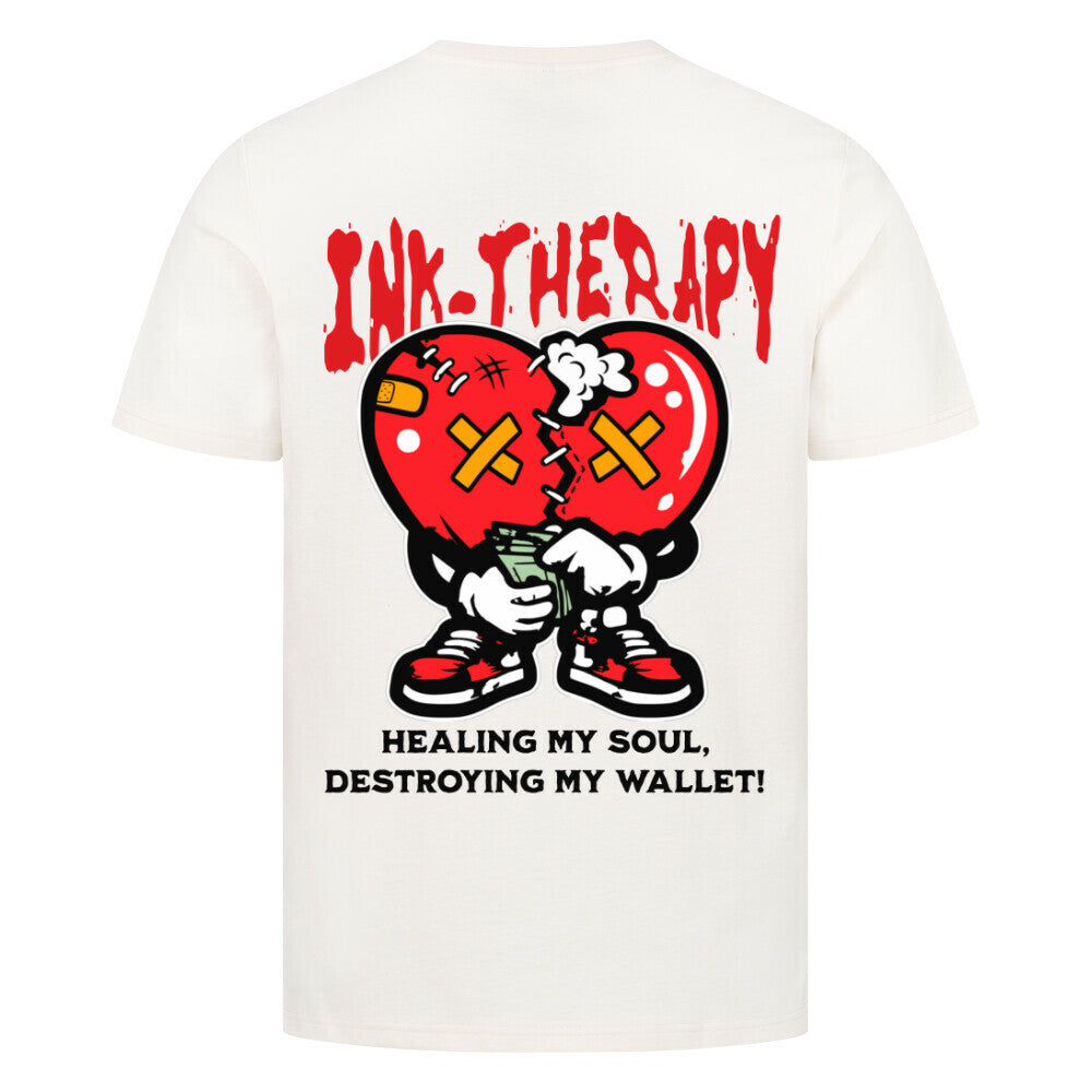 Ink-Therapy - Premium Backprint Shirt T-Shirt S Beige Tattoo Fashion von inked-mafia.de. Dieses Teil gehört in jeden Kleiderschrank eines inked-rebels! Finde ideale Geschenke für Tätowierte, Tattoofans oder Tätowierer.