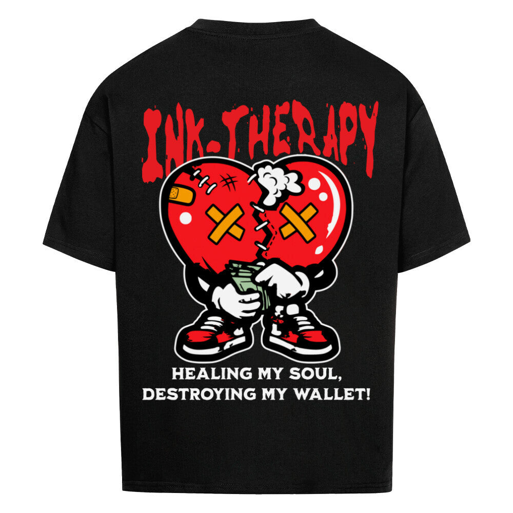 Ink-Therapy - Heavy Oversized Backprint Shirt T-Shirt XS Schwarz Tattoo Fashion von inked-mafia.de. Dieses Teil gehört in jeden Kleiderschrank eines inked-rebels! Finde ideale Geschenke für Tätowierte, Tattoofans oder Tätowierer.