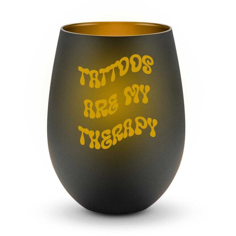 Therapy - Windlicht LaserPng Standard Schwarz-Gold Tattoo Fashion von inked-mafia.de. Dieses Teil gehört in jeden Kleiderschrank eines inked-rebels! Finde ideale Geschenke für Tätowierte, Tattoofans oder Tätowierer.