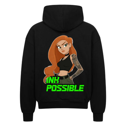 Ink Possible - Heavy Oversized Backprint Zipper Hoodie S Schwarz Tattoo Fashion von inked-mafia.de. Dieses Teil gehört in jeden Kleiderschrank eines inked-rebels! Finde ideale Geschenke für Tätowierte, Tattoofans oder Tätowierer.