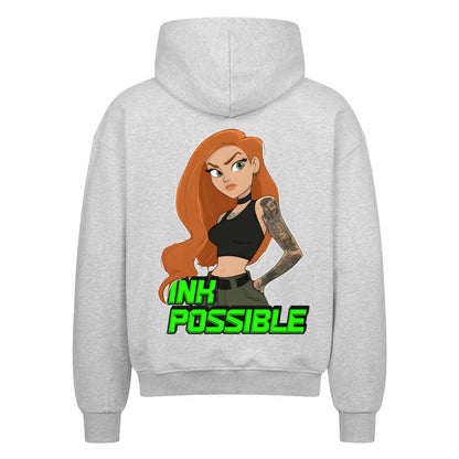 Ink Possible - Heavy Oversized Backprint Zipper Hoodie S Grau Tattoo Fashion von inked-mafia.de. Dieses Teil gehört in jeden Kleiderschrank eines inked-rebels! Finde ideale Geschenke für Tätowierte, Tattoofans oder Tätowierer.