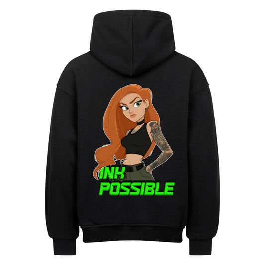 Ink Possible - Heavy Oversized Backprint Hoodie Hoodie XS Schwarz Tattoo Fashion von inked-mafia.de. Dieses Teil gehört in jeden Kleiderschrank eines inked-rebels! Finde ideale Geschenke für Tätowierte, Tattoofans oder Tätowierer.