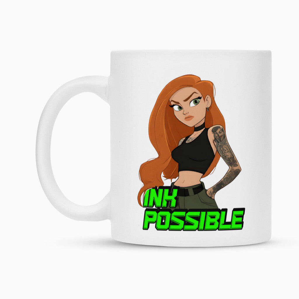 Ink Possible - Tasse Mug 300ml Weiß Tattoo Fashion von inked-mafia.de. Dieses Teil gehört in jeden Kleiderschrank eines inked-rebels! Finde ideale Geschenke für Tätowierte, Tattoofans oder Tätowierer.