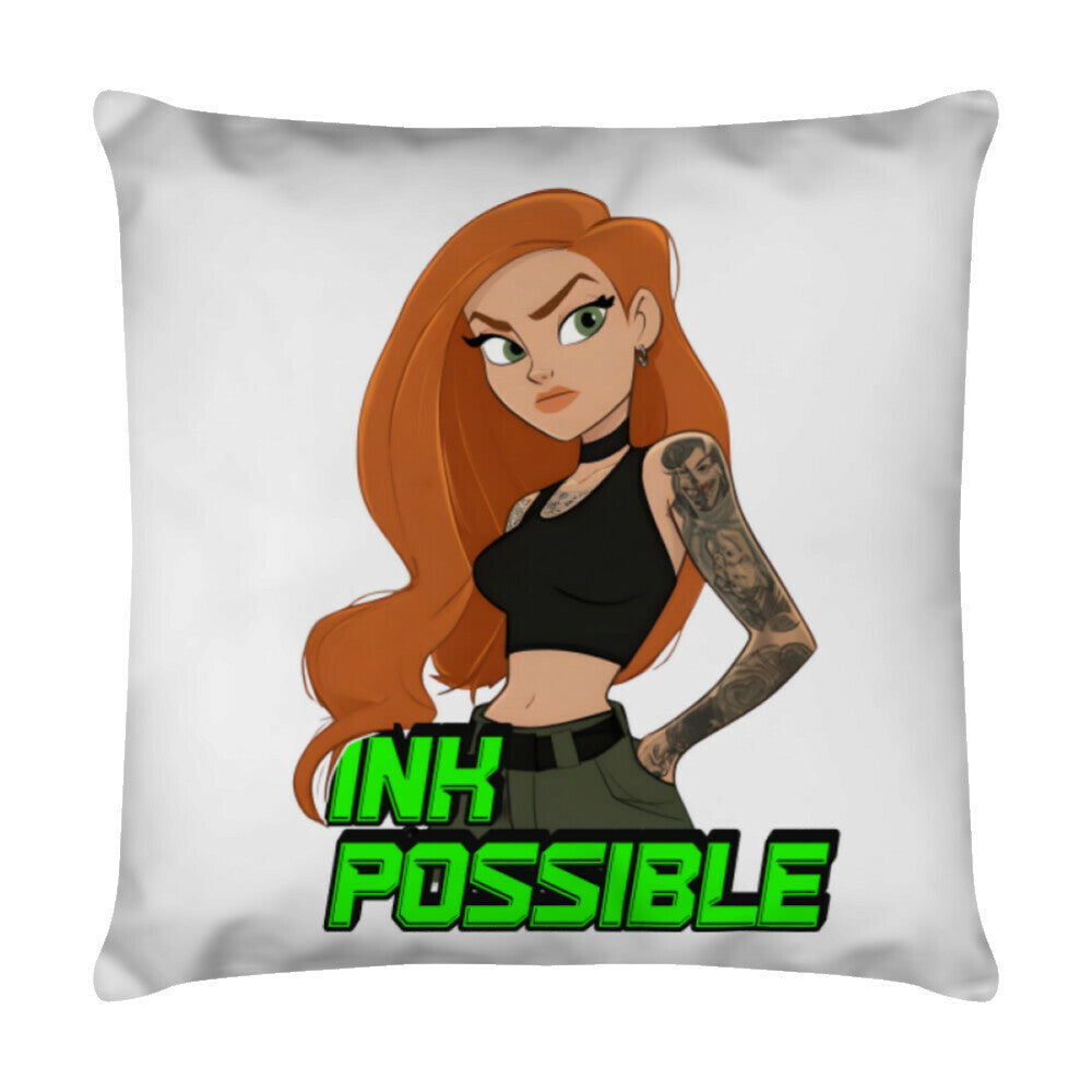 Ink Possible - Kissen Pillow 40cm x 40cm Weiß Tattoo Fashion von inked-mafia.de. Dieses Teil gehört in jeden Kleiderschrank eines inked-rebels! Finde ideale Geschenke für Tätowierte, Tattoofans oder Tätowierer.