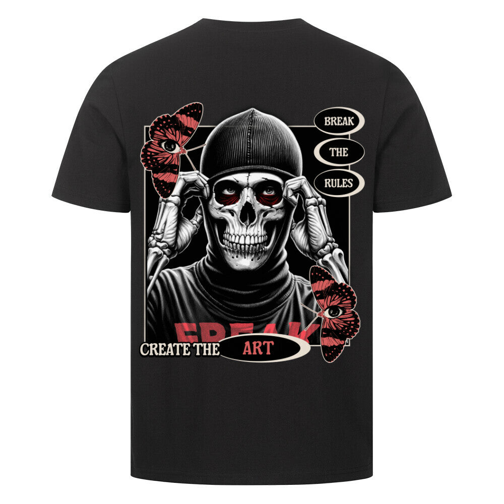 Break the rules - Premium Backprint Shirt T-Shirt S Schwarz Tattoo Fashion von inked-mafia.de. Dieses Teil gehört in jeden Kleiderschrank eines inked-rebels! Finde ideale Geschenke für Tätowierte, Tattoofans oder Tätowierer.