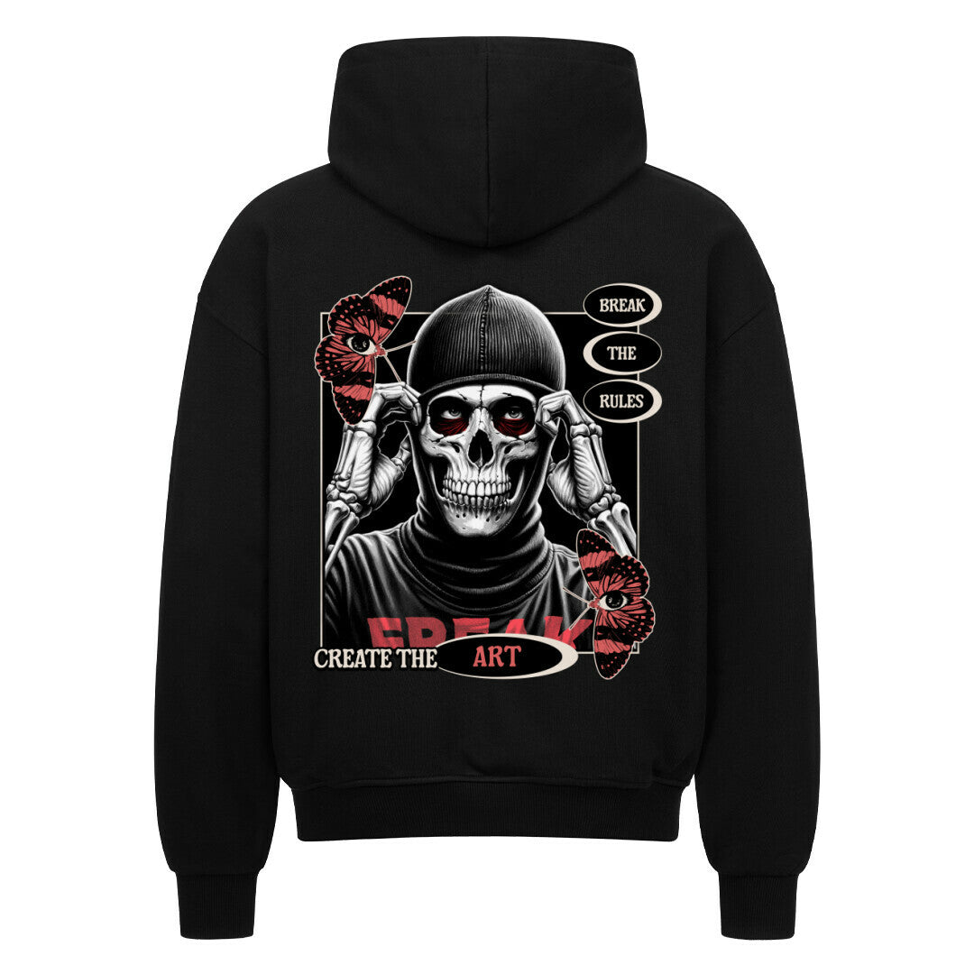 Break the rules - Heavy Oversized Backprint Zipper Hoodie S Schwarz Tattoo Fashion von inked-mafia.de. Dieses Teil gehört in jeden Kleiderschrank eines inked-rebels! Finde ideale Geschenke für Tätowierte, Tattoofans oder Tätowierer.