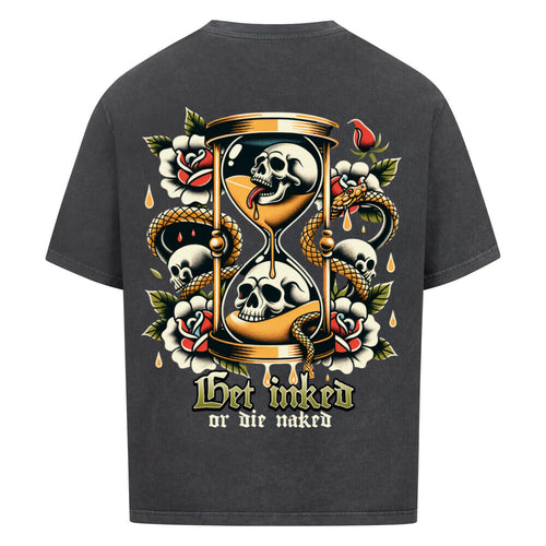 Get inked - Heavy Oversized Backprint Shirt T-Shirt XS Washed Black Tattoo Fashion von inked-mafia.de. Dieses Teil gehört in jeden Kleiderschrank eines inked-rebels! Finde ideale Geschenke für Tätowierte, Tattoofans oder Tätowierer.