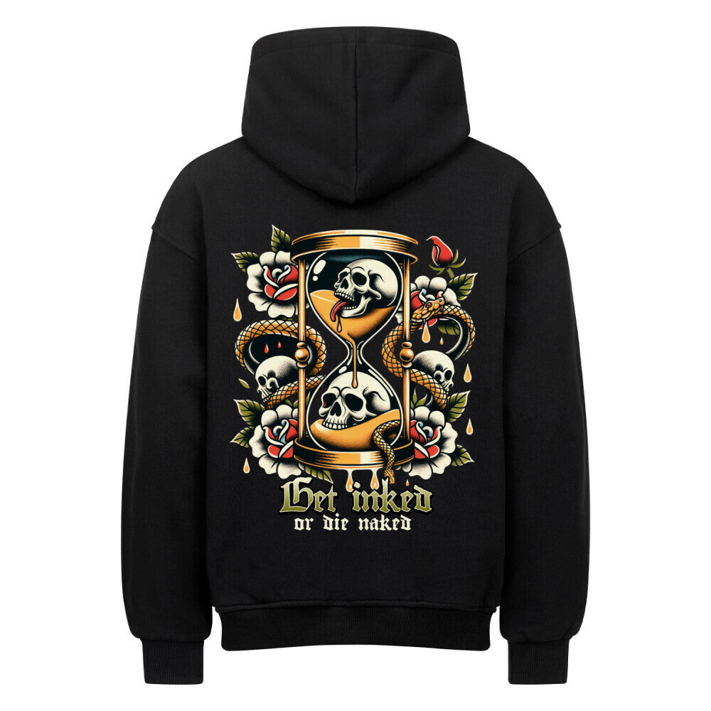 Get inked - Heavy Oversized Backprint Hoodie Hoodie XS Schwarz Tattoo Fashion von inked-mafia.de. Dieses Teil gehört in jeden Kleiderschrank eines inked-rebels! Finde ideale Geschenke für Tätowierte, Tattoofans oder Tätowierer.