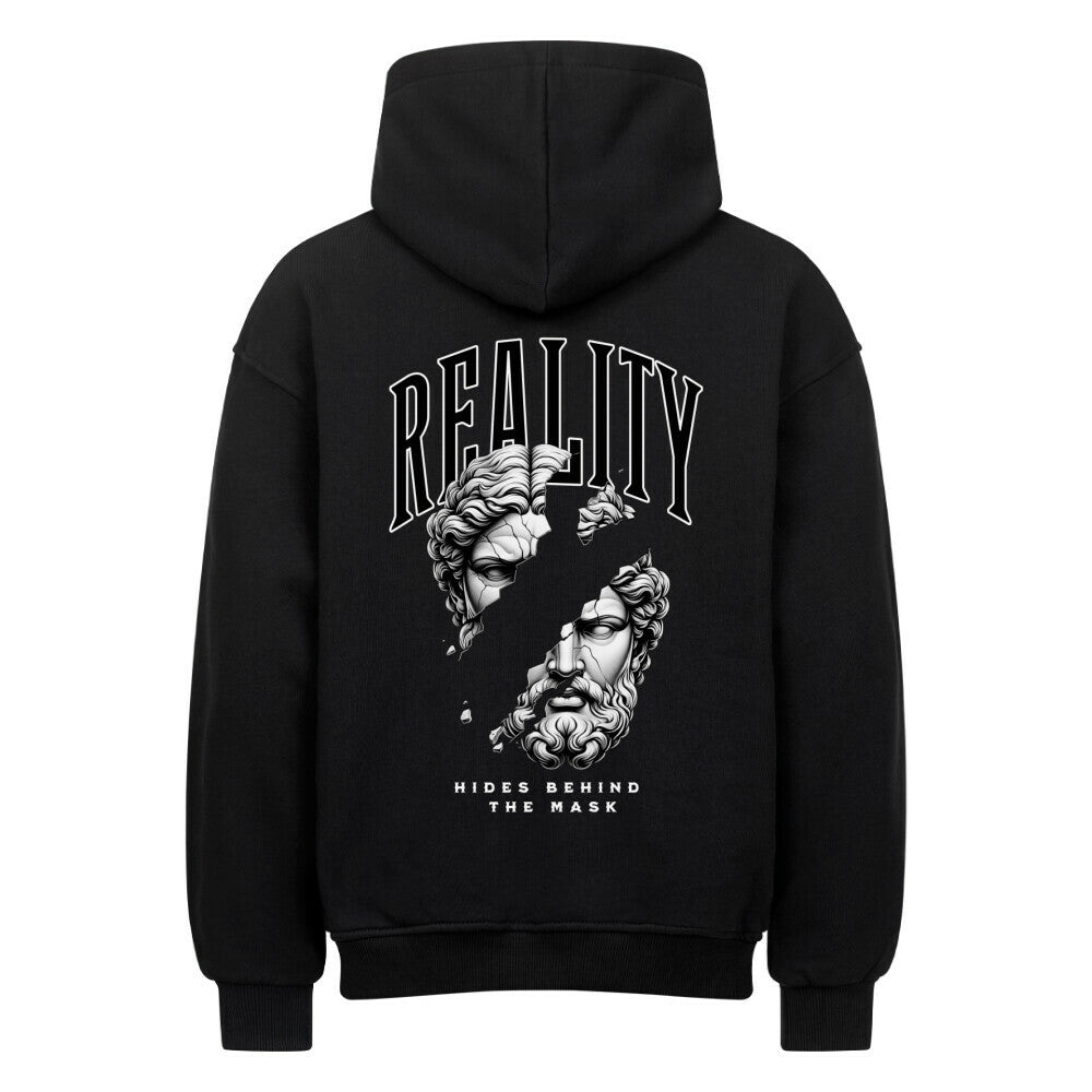 Reality - Heavy Oversized Backprint Hoodie Hoodie XS Schwarz Tattoo Fashion von inked-mafia.de. Dieses Teil gehört in jeden Kleiderschrank eines inked-rebels! Finde ideale Geschenke für Tätowierte, Tattoofans oder Tätowierer.