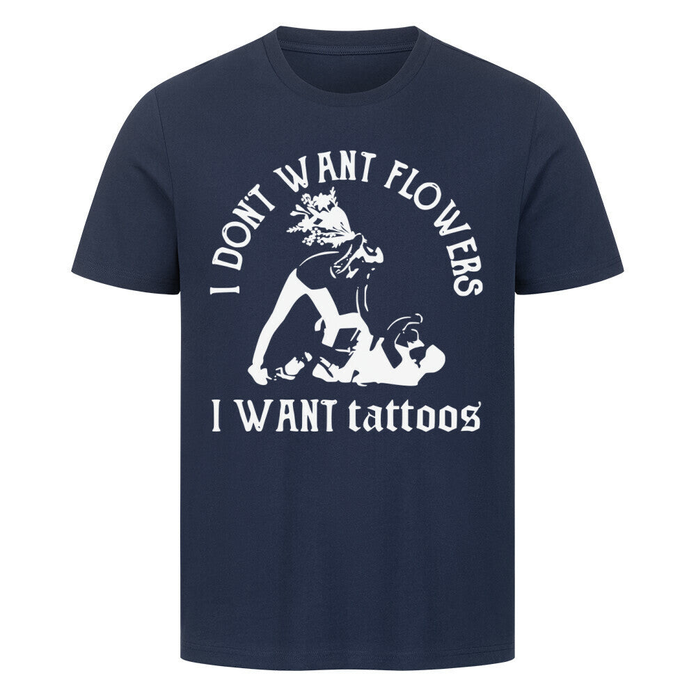 Flowers - Premium Shirt T-Shirt S Navy Blue Tattoo Fashion von inked-mafia.de. Dieses Teil gehört in jeden Kleiderschrank eines inked-rebels! Finde ideale Geschenke für Tätowierte, Tattoofans oder Tätowierer.