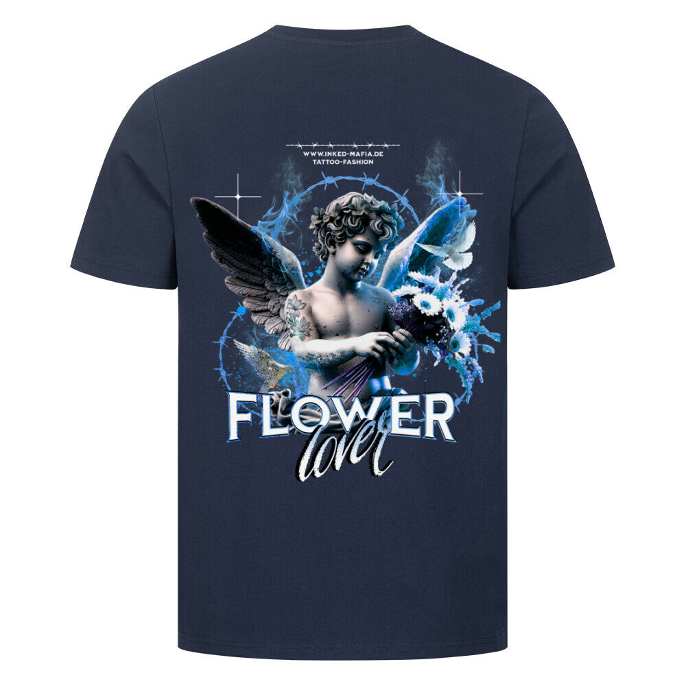 Flowerlover - Premium Backprint Shirt T-Shirt S Navy Blue Tattoo Fashion von inked-mafia.de. Dieses Teil gehört in jeden Kleiderschrank eines inked-rebels! Finde ideale Geschenke für Tätowierte, Tattoofans oder Tätowierer.