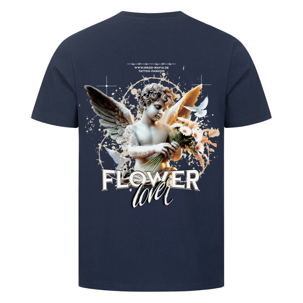 Flowerlover - Premium Backprint Shirt T-Shirt S Navy Blue Tattoo Fashion von inked-mafia.de. Dieses Teil gehört in jeden Kleiderschrank eines inked-rebels! Finde ideale Geschenke für Tätowierte, Tattoofans oder Tätowierer.