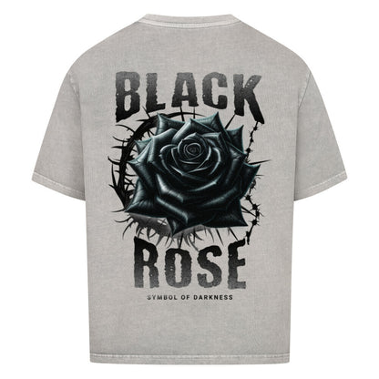 Black Rose - Heavy Oversized Backprint Shirt T-Shirt XS Washed Grey Tattoo Fashion von inked-mafia.de. Dieses Teil gehört in jeden Kleiderschrank eines inked-rebels! Finde ideale Geschenke für Tätowierte, Tattoofans oder Tätowierer.