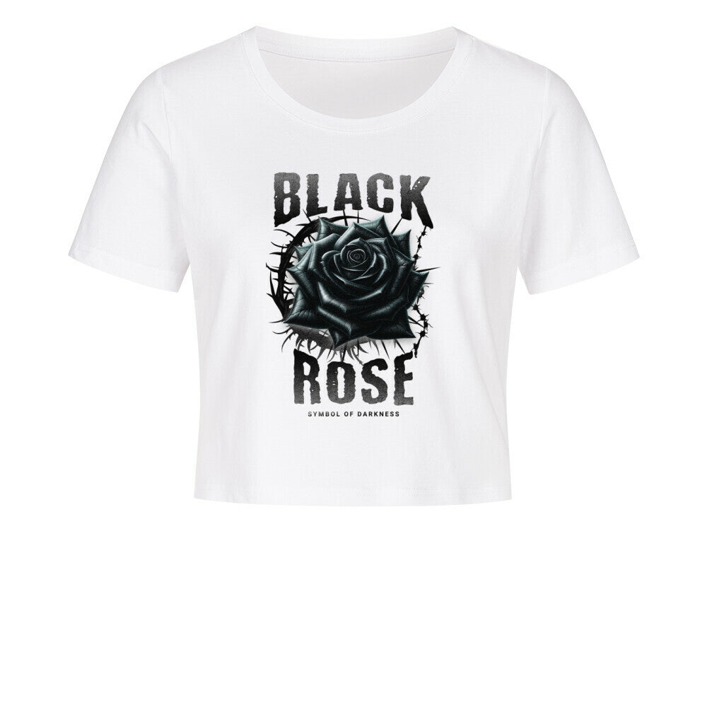 Black Rose - Damen Crop Top T-Shirt XS Weiß Tattoo Fashion von inked-mafia.de. Dieses Teil gehört in jeden Kleiderschrank eines inked-rebels! Finde ideale Geschenke für Tätowierte, Tattoofans oder Tätowierer.