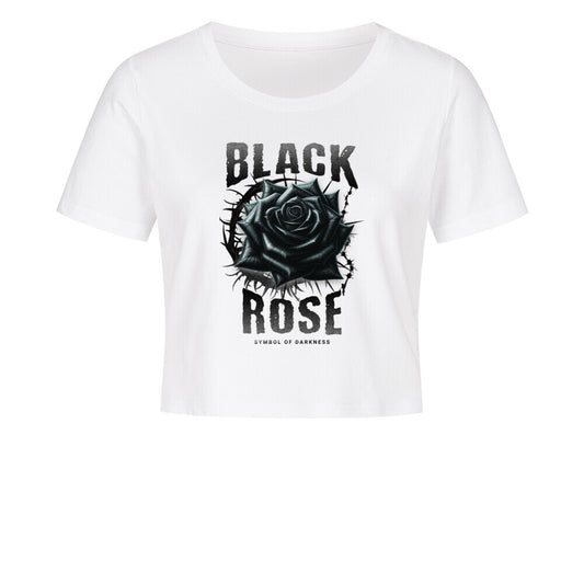 Black Rose - Damen Crop Top T-Shirt XS Weiß Tattoo Fashion von inked-mafia.de. Dieses Teil gehört in jeden Kleiderschrank eines inked-rebels! Finde ideale Geschenke für Tätowierte, Tattoofans oder Tätowierer.