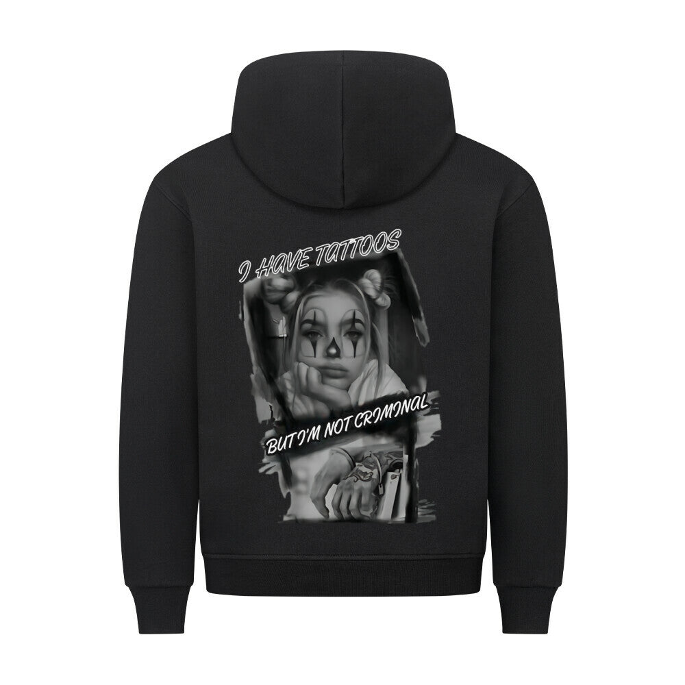 Criminal - Backprint Hoodie Hoodie S Schwarz Tattoo Fashion von inked-mafia.de. Dieses Teil gehört in jeden Kleiderschrank eines inked-rebels! Finde ideale Geschenke für Tätowierte, Tattoofans oder Tätowierer.