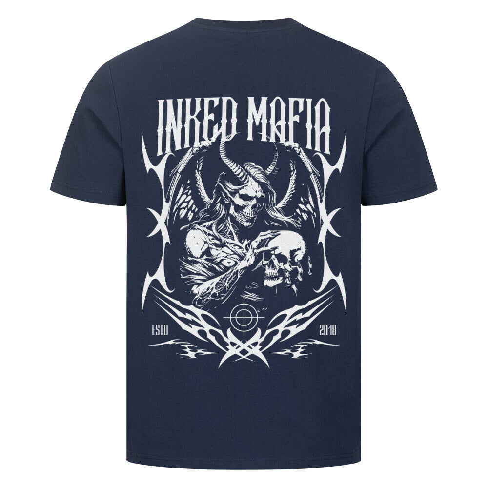 Devil - Premium Backprint Shirt T-Shirt S Navy Blue Tattoo Fashion von inked-mafia.de. Dieses Teil gehört in jeden Kleiderschrank eines inked-rebels! Finde ideale Geschenke für Tätowierte, Tattoofans oder Tätowierer.
