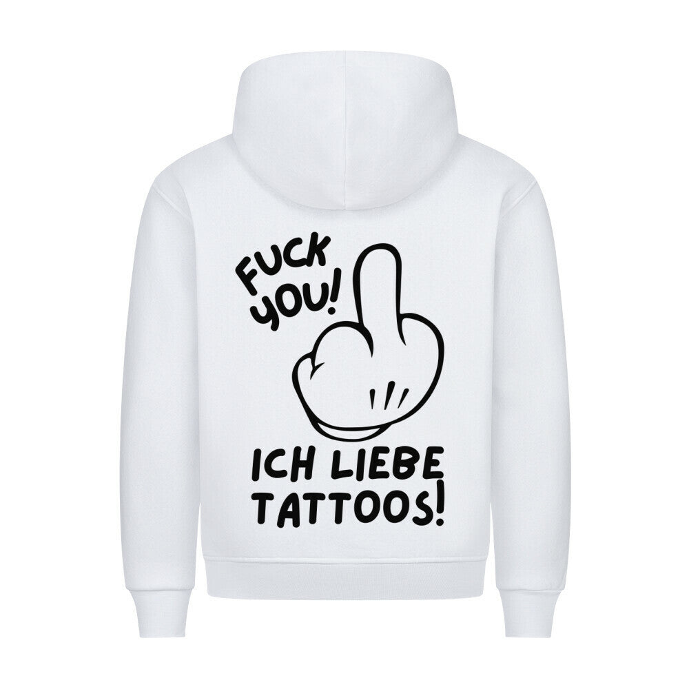 Fuck you - Backprint Hoodie Hoodie S Weiß Tattoo Fashion von inked-mafia.de. Dieses Teil gehört in jeden Kleiderschrank eines inked-rebels! Finde ideale Geschenke für Tätowierte, Tattoofans oder Tätowierer.