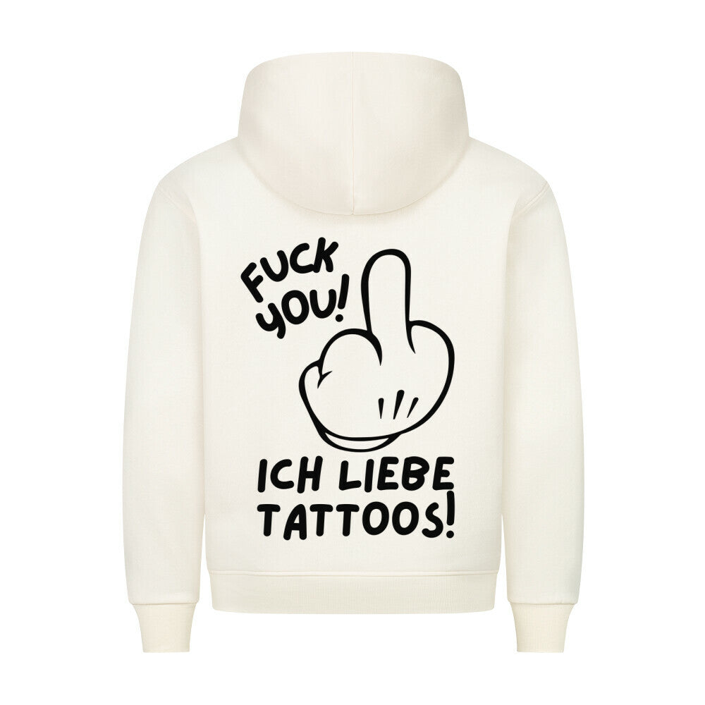 Fuck you - Backprint Hoodie Hoodie S Beige Tattoo Fashion von inked-mafia.de. Dieses Teil gehört in jeden Kleiderschrank eines inked-rebels! Finde ideale Geschenke für Tätowierte, Tattoofans oder Tätowierer.
