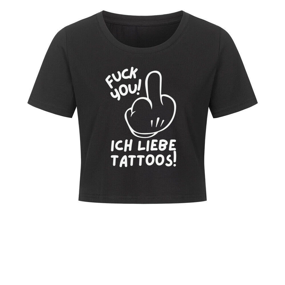 Fuck you - Damen Crop Top T-Shirt XS Schwarz Tattoo Fashion von inked-mafia.de. Dieses Teil gehört in jeden Kleiderschrank eines inked-rebels! Finde ideale Geschenke für Tätowierte, Tattoofans oder Tätowierer.
